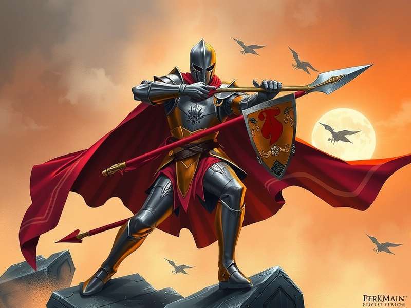 Valiant Spear Knight Game Cover featuring Rajveer Singh with traditional Rajput spear against Aryavarta landscape